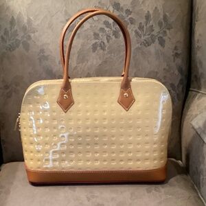 Acadia Beige/Cream Patent Italian Leather Handbag/Satchel